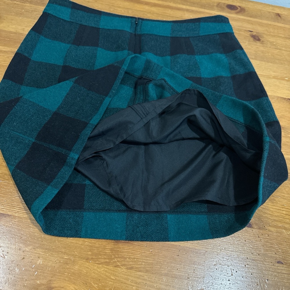 J. Crew Mini Teal and Black Checkered A-Line Skirt - Picture 4 of 7